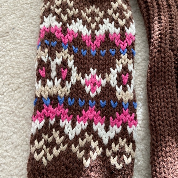 Girls Brown Patterned Cable Knit Sweater - Picture 5 of 6